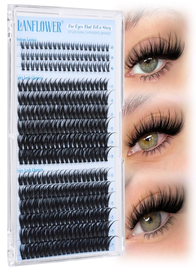LANFLOWER Wispy Lash Clusters with Bottom Lashes Fairy Eyelash Clusters 300Pcs Spiky Cluster Eyelash Extensions C Curved Cluster Lashes with Bottom Lash Clusters Individual Lashes by Lanflower - Image 1