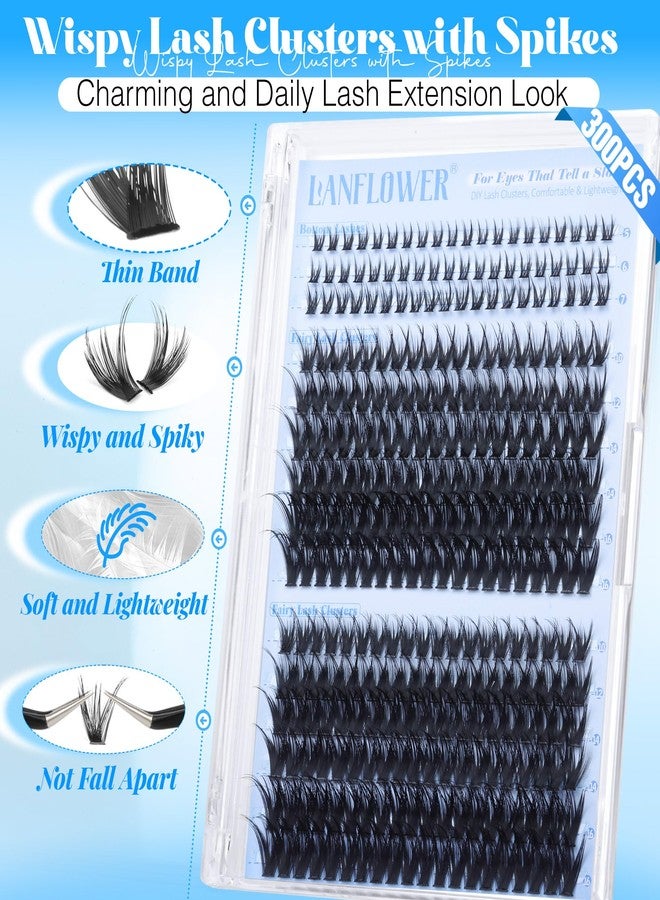 LANFLOWER Wispy Lash Clusters with Bottom Lashes Fairy Eyelash Clusters 300Pcs Spiky Cluster Eyelash Extensions C Curved Cluster Lashes with Bottom Lash Clusters Individual Lashes by Lanflower - Image 4