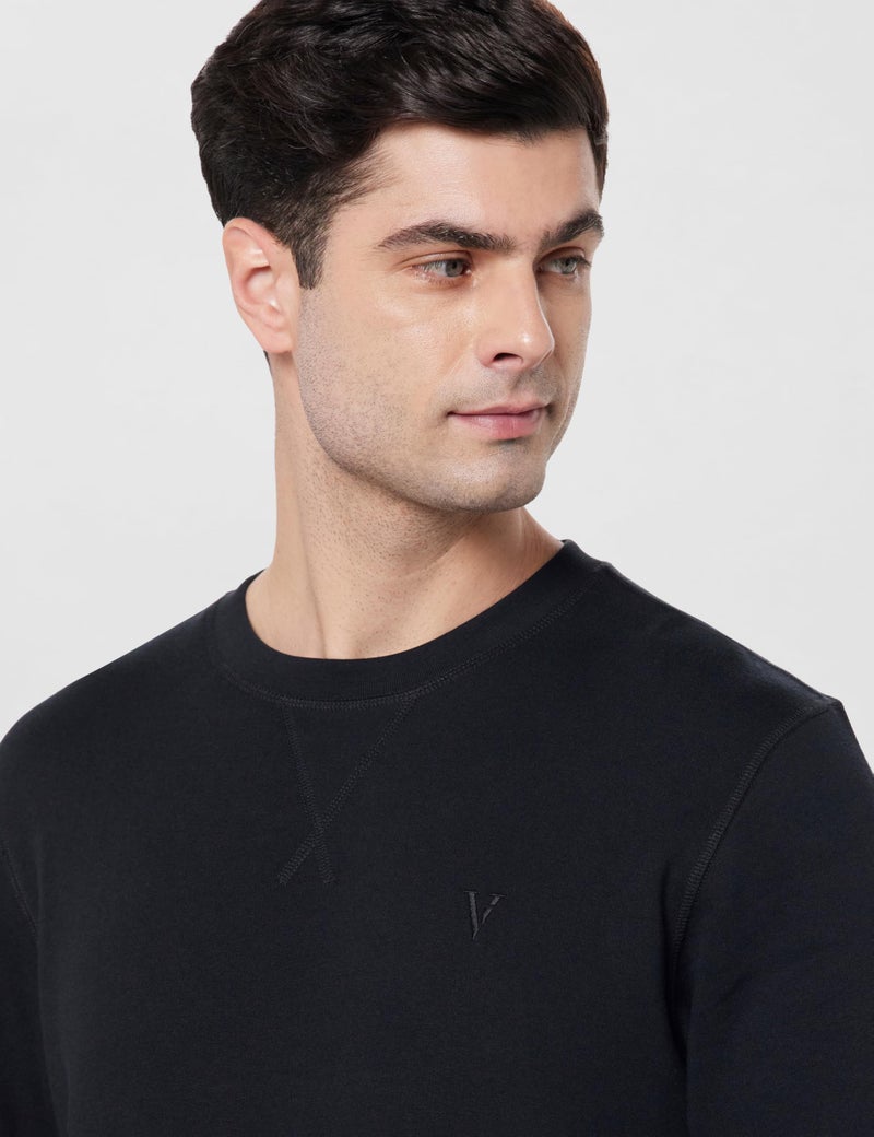 Van Heusen Athleisure Men Sweatshirt - Cotton Rich - Ultra Soft, Crew Neck, Long Sleeve_60076_Black_L - Image 4