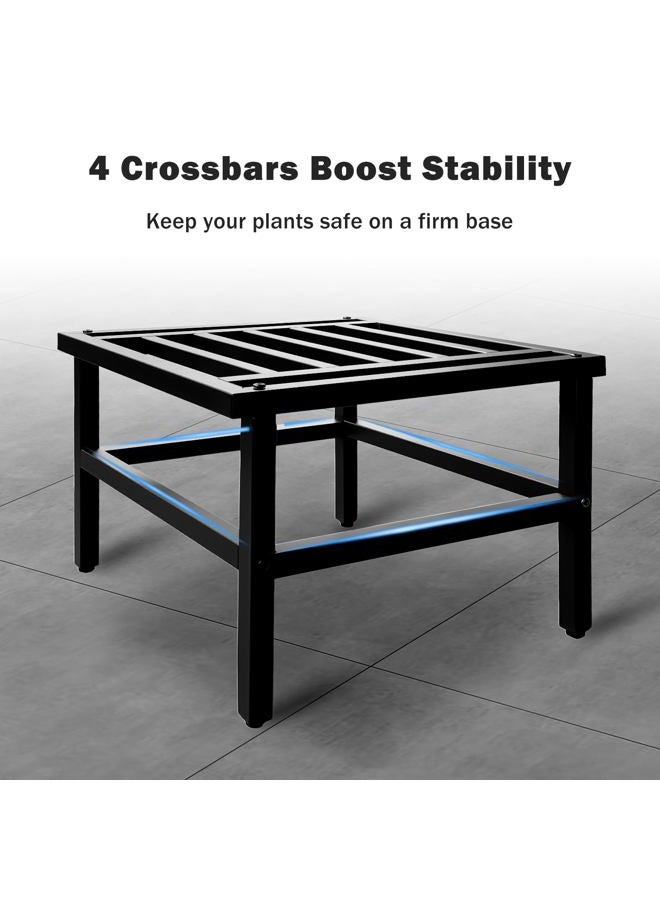 Hongsane Plant Stand Indoor Outdoor,18 Inch Square Metal Plant Stands Riser,Heavy Duty Wrought Iron Pedestal Holders for Large Flower Pot,Outside Rust-Proof Black Flower Display Shelf for Patio,1-Pack - Image 4