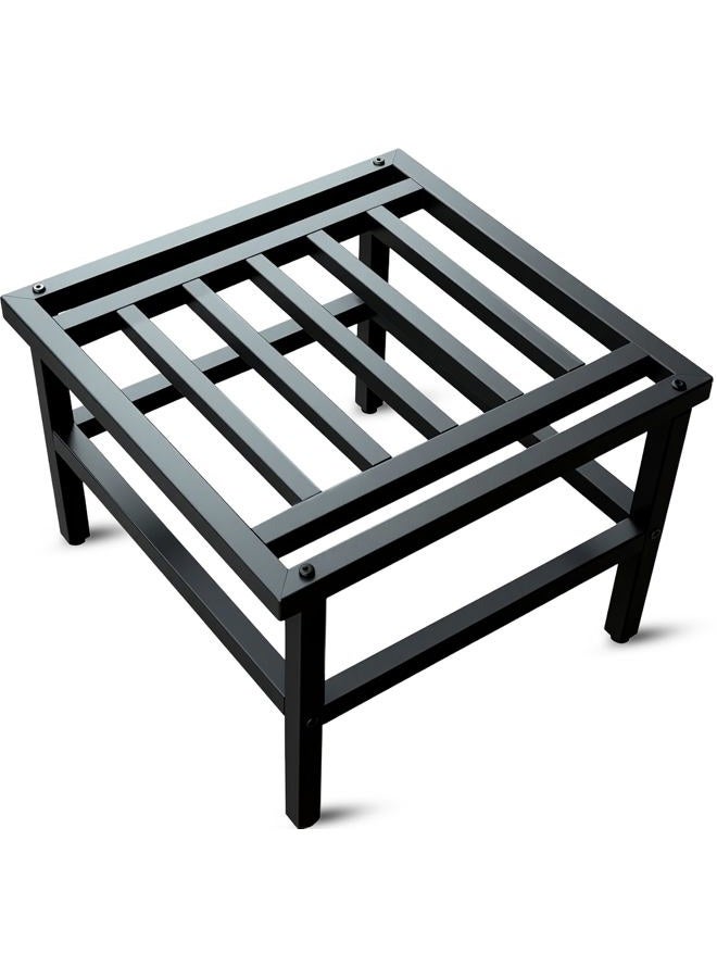 Hongsane Plant Stand Indoor Outdoor,18 Inch Square Metal Plant Stands Riser,Heavy Duty Wrought Iron Pedestal Holders for Large Flower Pot,Outside Rust-Proof Black Flower Display Shelf for Patio,1-Pack - Image 1