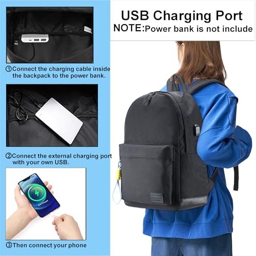 SUPACOOL Casual Laptop Backpack for Men and Women, Backpack for College, USB Charging Port, Lightweight Pack Back - Image 3