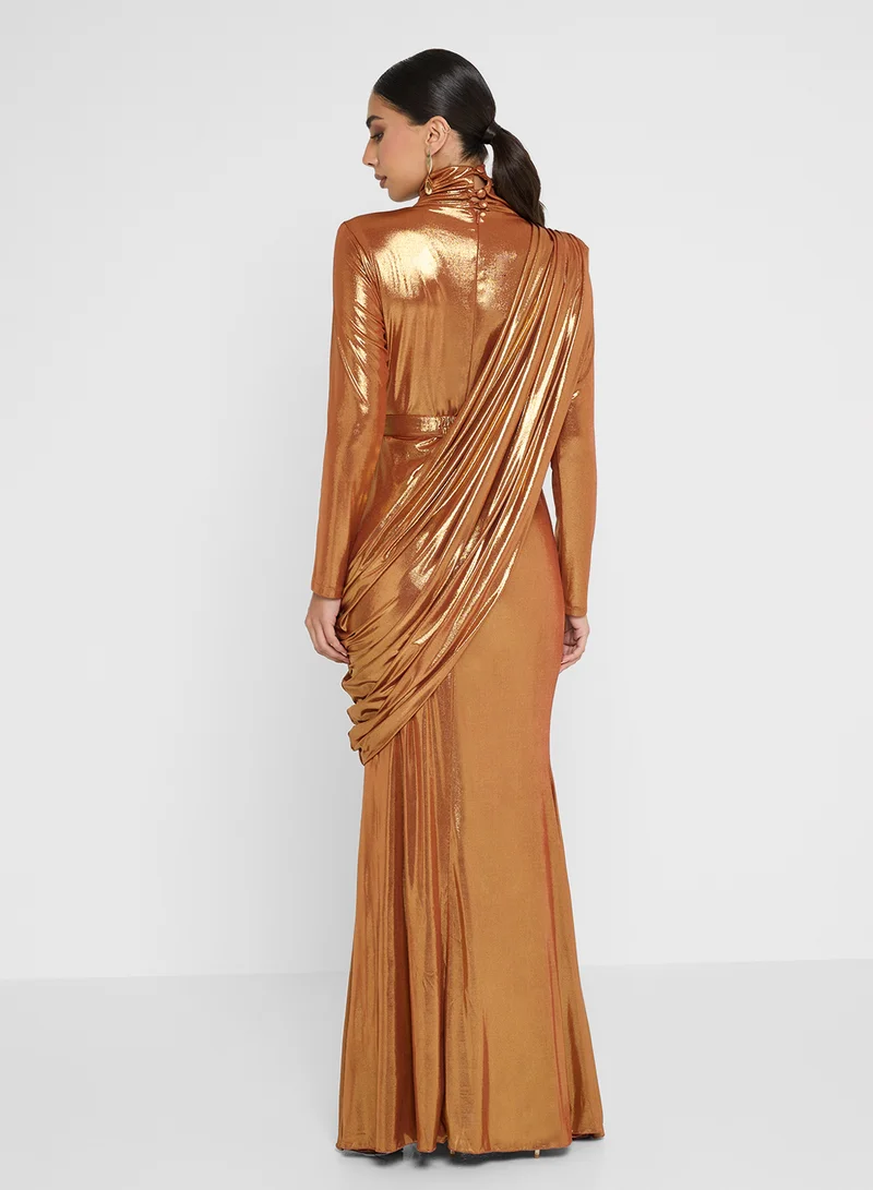 جولدن ابل Wrap Design Maxi Dress