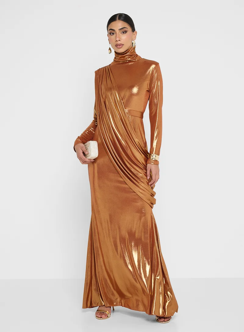جولدن ابل Wrap Design Maxi Dress