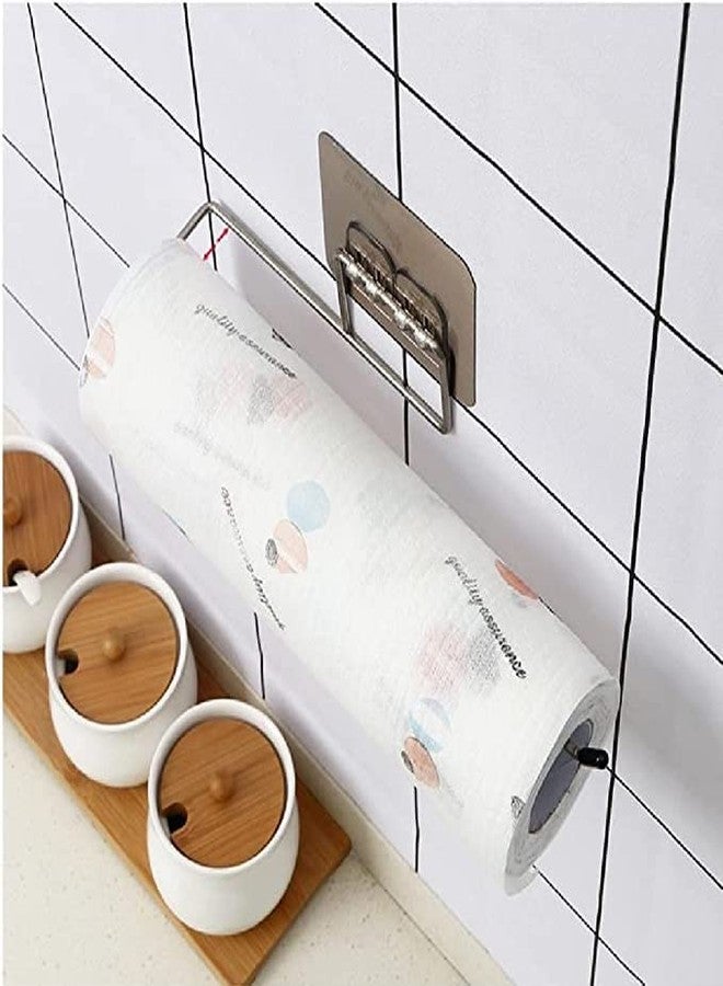 ULTRONEX Stainless Steel Self Adhesive Napkin Ring Wall Mount Towel Hanging Holder with Magic Adhesive Pad Kitchen Paper Roll Holder Tissue Paper Stand Towel Bar Hanger foe Kitchen and Washbasin use - Image 5