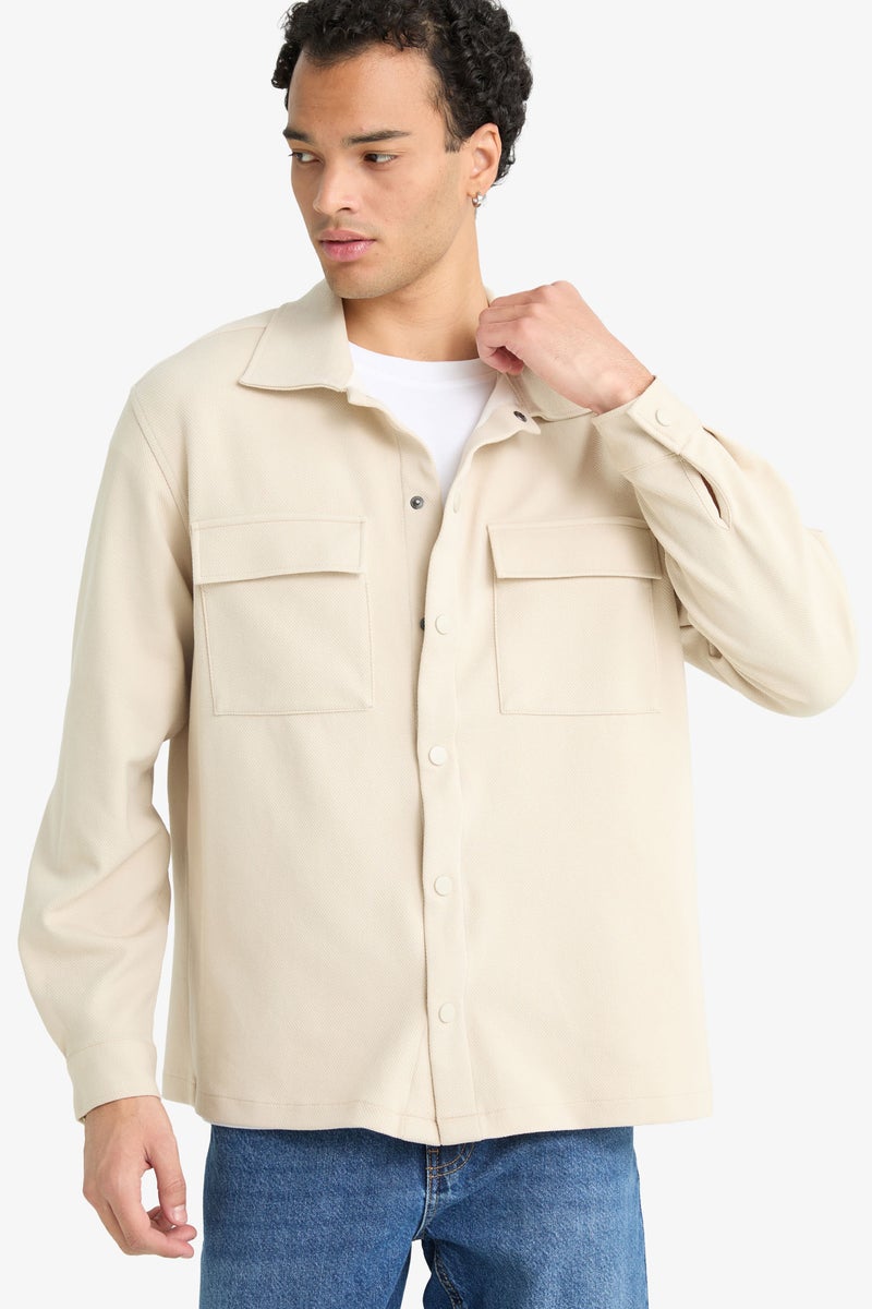 DeFacto Beige Man Regular Fit Long Sleeve Shirt Casual - Image 1