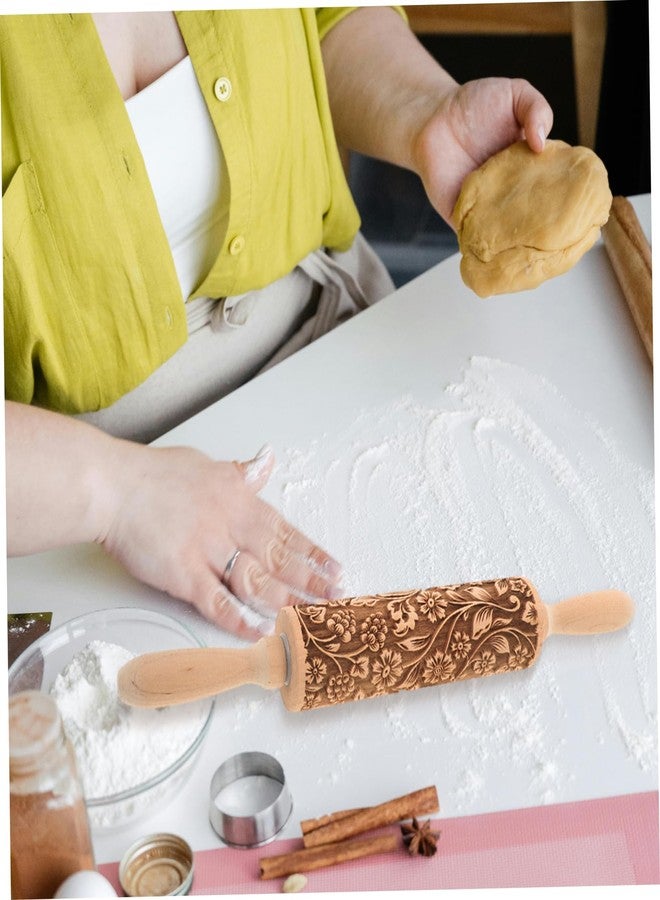 NAMOARLY Embossed Rolling Pin for Baking Wooden Pastry Roller with Intricate Floral Patterns for Cookies Fondant and Dough for Weddings Holidays and Special Occasions - Image 4