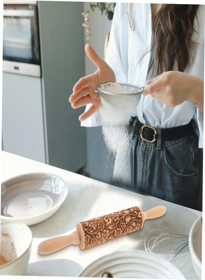 NAMOARLY Embossed Rolling Pin for Baking Wooden Pastry Roller with Intricate Floral Patterns for Cookies Fondant and Dough for Weddings Holidays and Special Occasions - Image 5