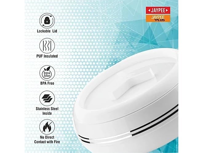 JAYPEE Inner Stainless Steel Palazio 2500 ml Set, White Casserole | Insulated Food Grade Casserole | Easy to Store | Ideal for Kitchen | Bpa Free - Image 2