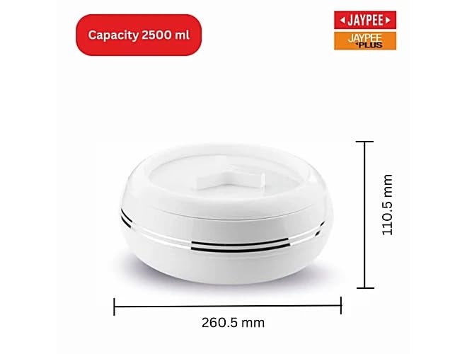 JAYPEE Inner Stainless Steel Palazio 2500 ml Set, White Casserole | Insulated Food Grade Casserole | Easy to Store | Ideal for Kitchen | Bpa Free - Image 4