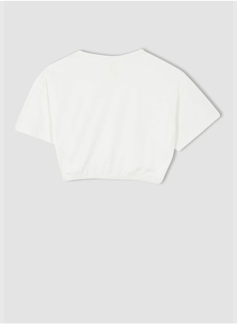 ديفاكتو Regular Fit Short Sleeve Crop Top