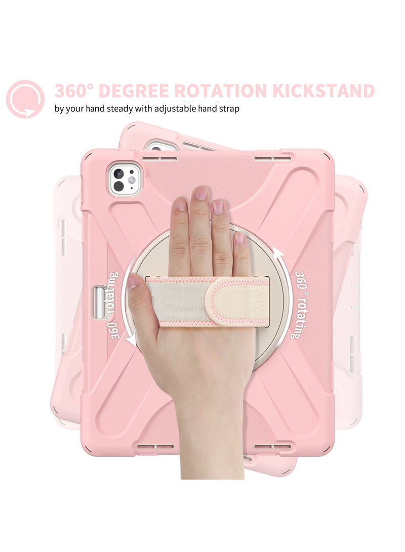 روك بو جراب لجهاز iPad Pro مقاس 13 بوصة (M5/M4) 2025/2024 غطاء سيليكون قوي ومتين مع حزام يد يدور 360 درجة وحامل مخفي قابل للطي لجهاز iPad Pro مقاس 13 بوصة - Image 4