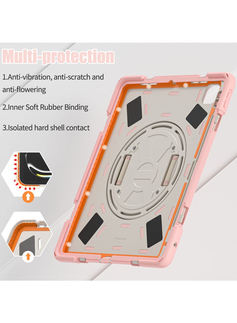 روك بو جراب لجهاز iPad Pro مقاس 13 بوصة (M5/M4) 2025/2024 غطاء سيليكون قوي ومتين مع حزام يد يدور 360 درجة وحامل مخفي قابل للطي لجهاز iPad Pro مقاس 13 بوصة - Image 5