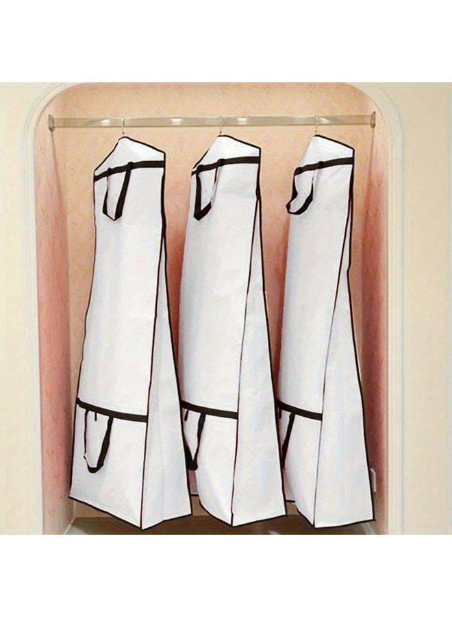 White Polyester Wedding Dress Cover with Zipper Dust Proof Bridal Gown Protector Storage Travel Sturdy Elegant - Image 2