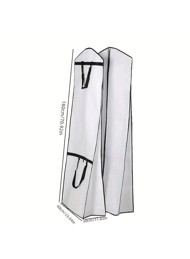 White Polyester Wedding Dress Cover with Zipper Dust Proof Bridal Gown Protector Storage Travel Sturdy Elegant - Image 3