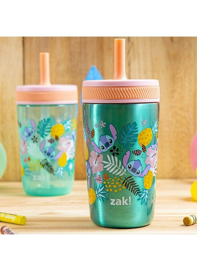 Zak Designs مجموعة أكواب ديزني ليلو وستيتش كيلسو بغطاء لولبي مانع للتسرب مع حزمة من القش للأطفال تتضمن أكواب بلاستيكية وفولاذ مقاوم للصدأ مع كوب إضافي (مجموعة 3 قطع غير بغرز غير بيسبول)  - Image 3