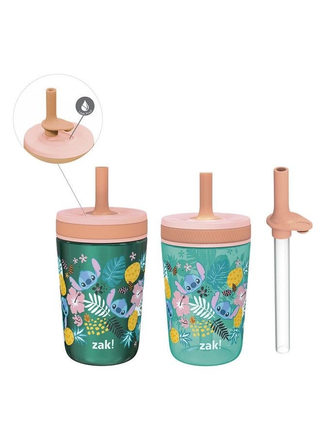 Zak Designs مجموعة أكواب ديزني ليلو وستيتش كيلسو بغطاء لولبي مانع للتسرب مع حزمة من القش للأطفال تتضمن أكواب بلاستيكية وفولاذ مقاوم للصدأ مع كوب إضافي (مجموعة 3 قطع غير بغرز غير بيسبول)  - Image 2
