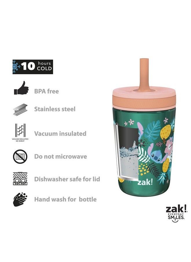 Zak Designs مجموعة أكواب ديزني ليلو وستيتش كيلسو بغطاء لولبي مانع للتسرب مع حزمة من القش للأطفال تتضمن أكواب بلاستيكية وفولاذ مقاوم للصدأ مع كوب إضافي (مجموعة 3 قطع غير بغرز غير بيسبول)  - Image 5