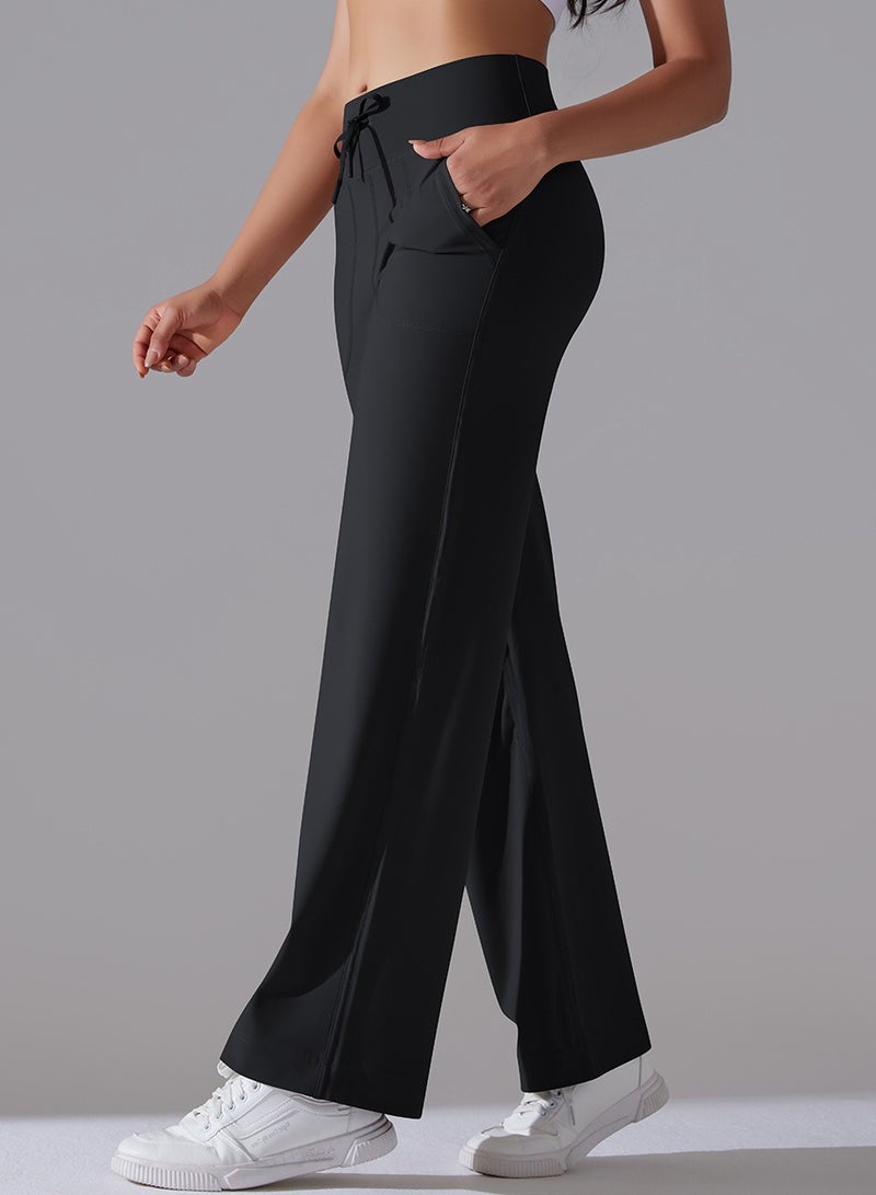 Breathable Loose Fit High Waist Pocket Nine Points Casual Jogging Yoga Pants 2 Pieces - Image 4