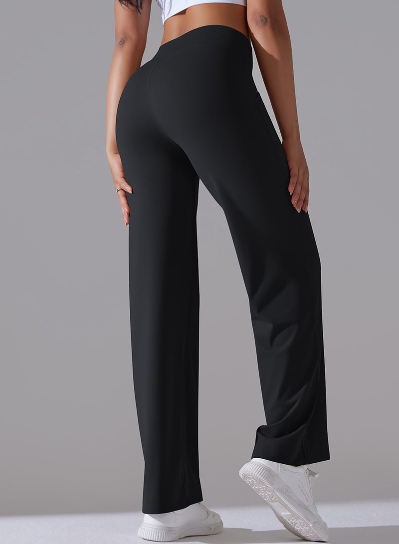 Breathable Loose Fit High Waist Pocket Nine Points Casual Jogging Yoga Pants 2 Pieces - Image 3