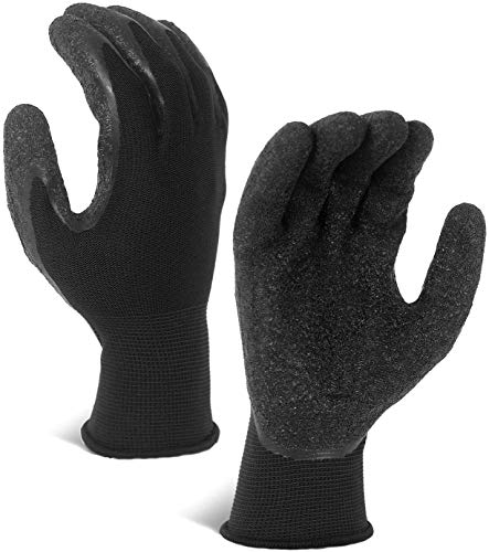 Evridwear Crinkle Latex Rubber Hand Coated Safety Work Gloves for Men Women General Multi Use Construction Warehouse Gardening Assembly Landscaping (XS-Size) 12 Pairs Pack - Image 2
