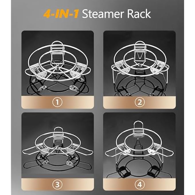 KASTWAVE Round Adjustable Steamer Rack For Pots  Expandable Stainless Steel Trivet Insert For Wok Pans Instant Pot Steaming And Cooling Universal Fit Heatproof Cooking And Baking Helper - Image 3