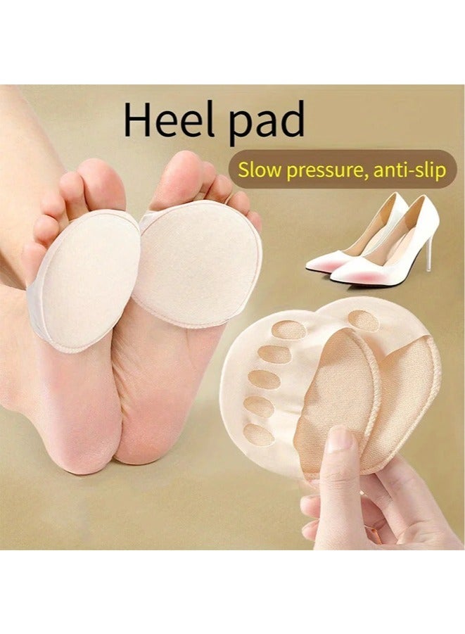 4 قطع وسادات قدم أمامية للنساء صيفية رقيقة مضادة للاهتراء وسادات كعب عالي غير قابلة للانزلاق نصف كف جورب أصابع القدم الخمسة غير المرئية مقسومة الأصابع - Image 2