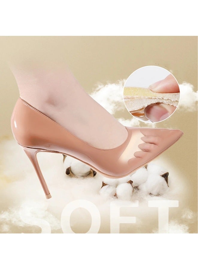 4 قطع وسادات قدم أمامية للنساء صيفية رقيقة مضادة للاهتراء وسادات كعب عالي غير قابلة للانزلاق نصف كف جورب أصابع القدم الخمسة غير المرئية مقسومة الأصابع - Image 5