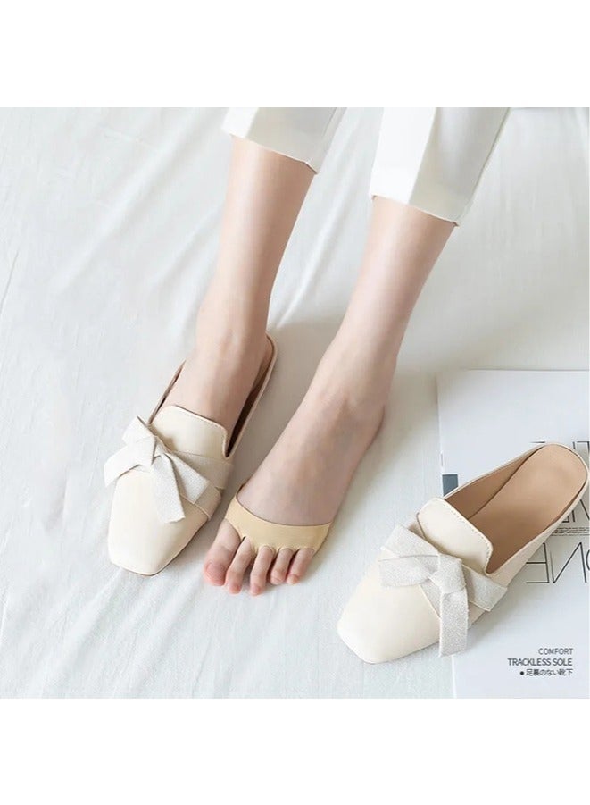 4 قطع وسادات قدم أمامية للنساء صيفية رقيقة مضادة للاهتراء وسادات كعب عالي غير قابلة للانزلاق نصف كف جورب أصابع القدم الخمسة غير المرئية مقسومة الأصابع - Image 4