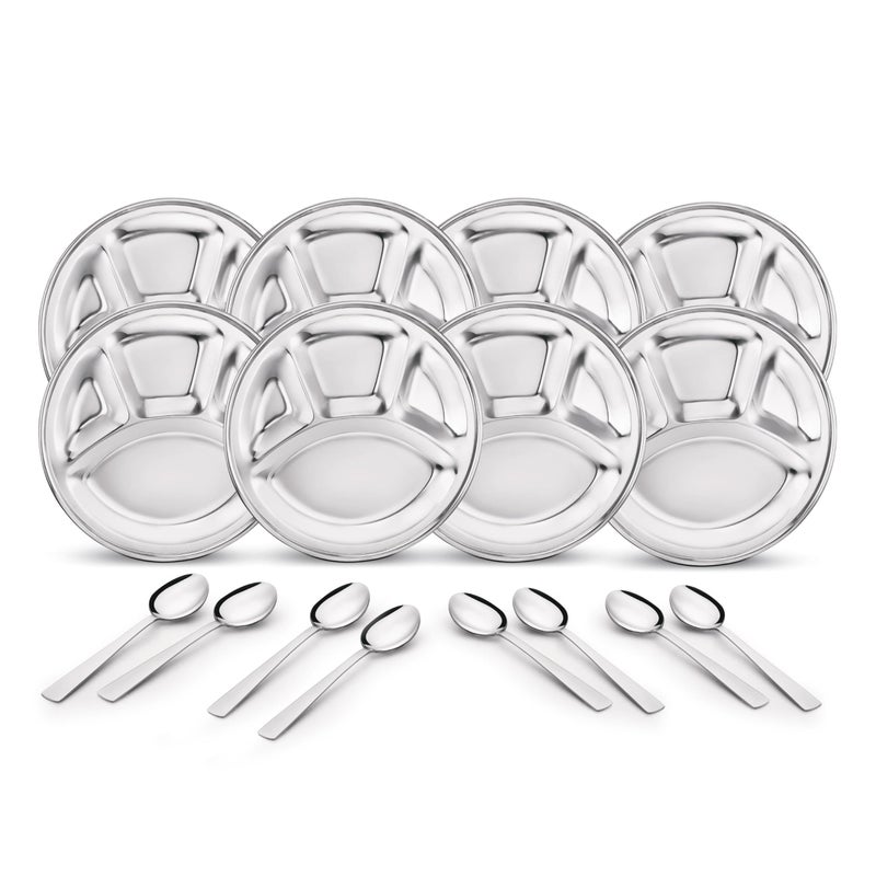 CLASSIC ESSENTIALS Stainless Steel Compartment Plate Bhojan Thali, Lunch/Dinner Plate - Image 1