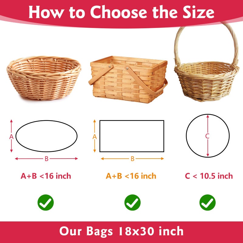 woric 12 Pcs Clear Cellophane Bags 18x30 Inch Cellophane Wrap for Gift Baskets Cello Gift Bags for Easter Basket Stuffers Candy Wedding Party Baby Bridal Shower Wine Bottles Presents - Image 2