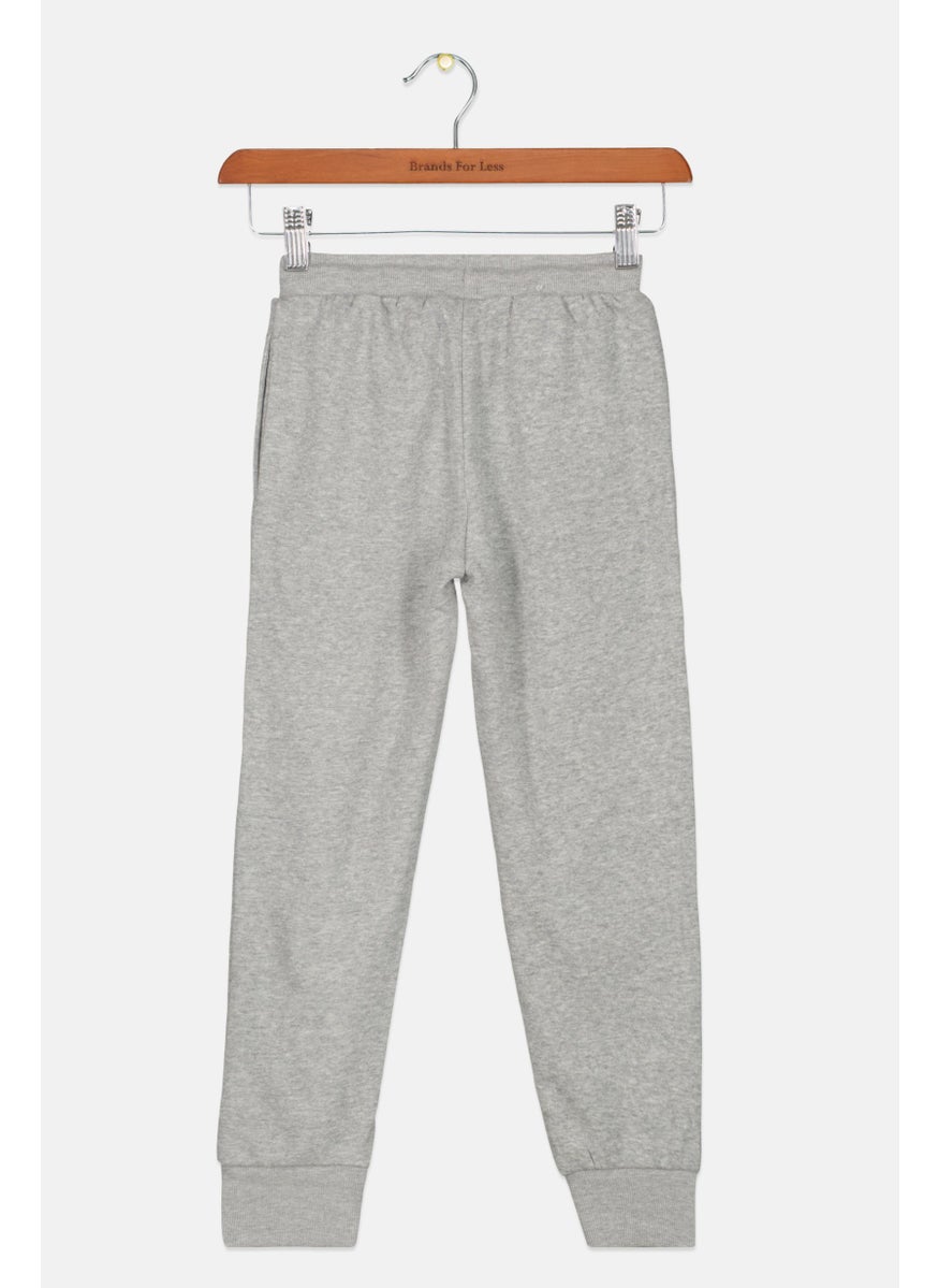 CONVERSE - Kids Girl Drawstring Brand Logo Jogger Pants, Heather Grey - Image 1