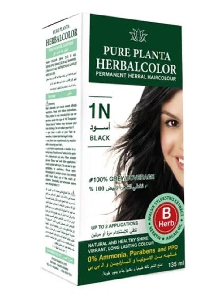 بيور بلانتا صبغة الشعر الدائمة من الأعشاب 1N أسود 135ملليلتر - Image 1