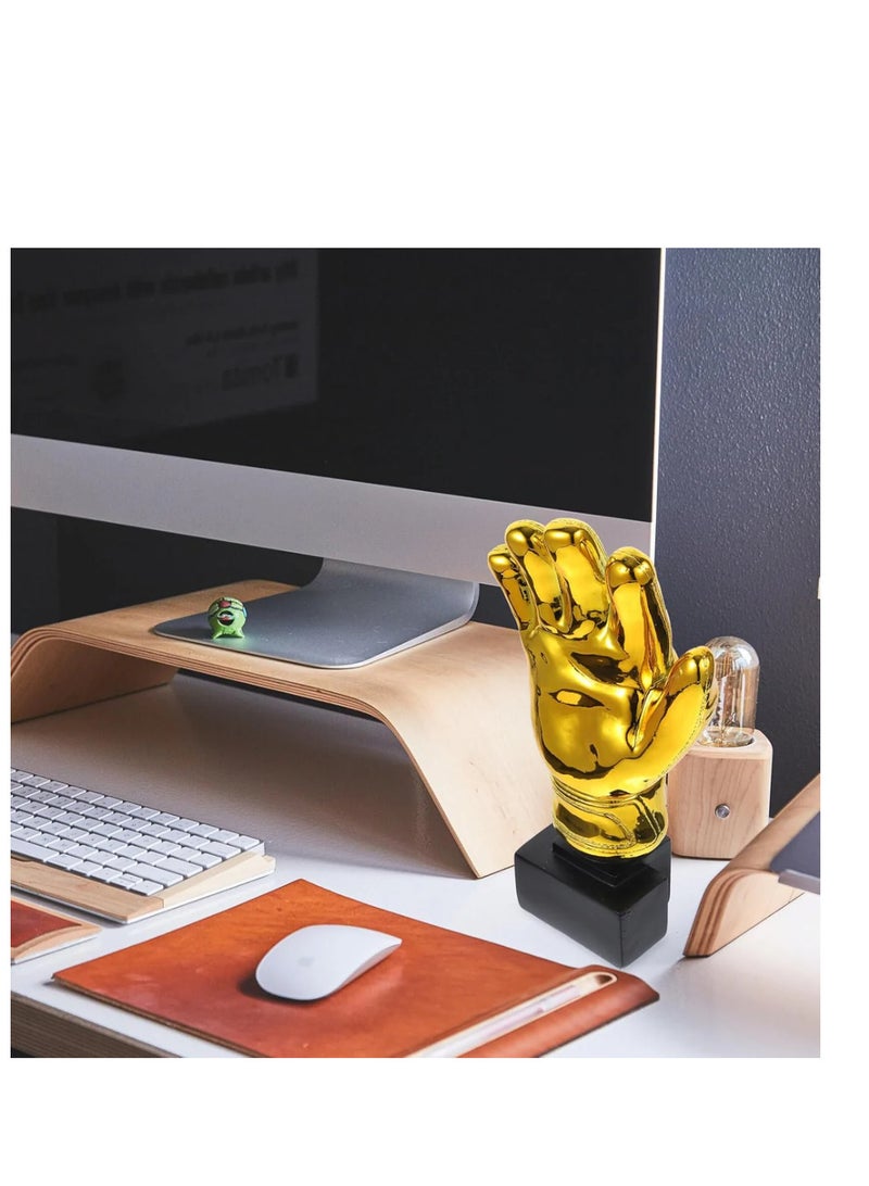 سبال كأس القفاز الذهبي - جائزة البيسبول/كرة البيسبول - قفاز مطلي بالذهب على قاعدة سوداء - نقش مخصص متاح - Image 3