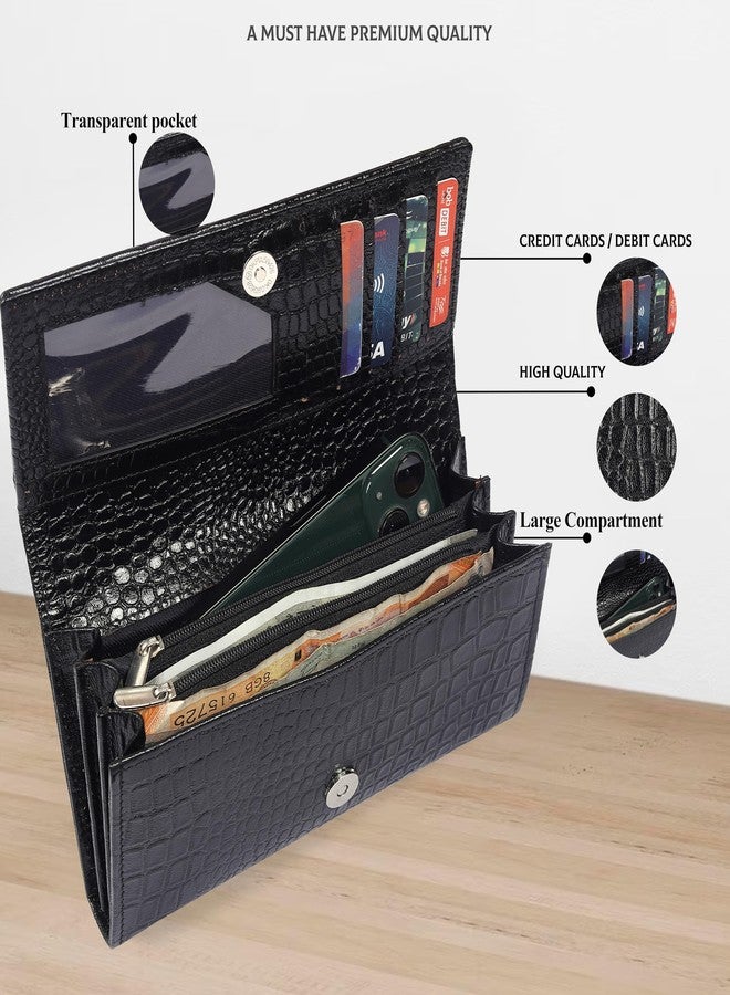 ROSS BROWN Bifold Wallets for Women | Genuine Leather Ladies Clutch/Wallet with RFID Protection | Slim Zipper Purse/Card Holder Organizer for Women (Black) - Image 2