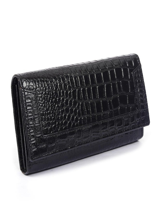 ROSS BROWN Bifold Wallets for Women | Genuine Leather Ladies Clutch/Wallet with RFID Protection | Slim Zipper Purse/Card Holder Organizer for Women (Black) - Image 1
