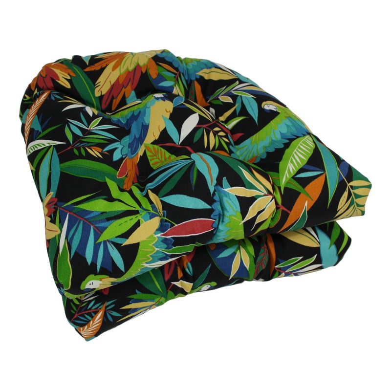 Blazing Needles Outdoor Rounded Back Chair Cushion,Tucuman Ebony, 19" x 19" 2 Count - Image 5