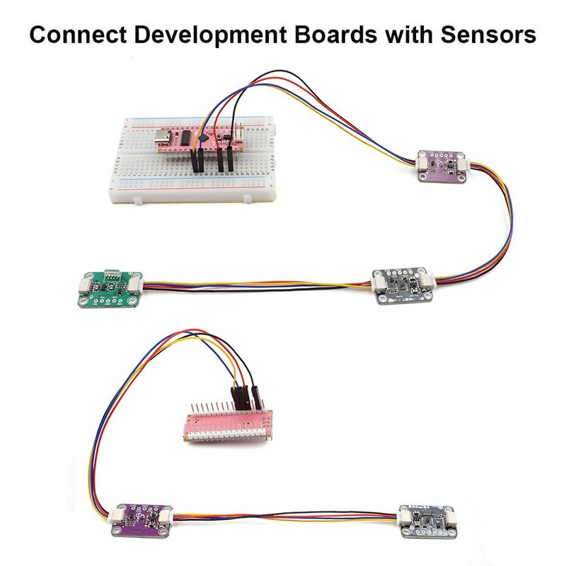 elechawk I2C Qwiic Cable Kit Stemma QT Wire for SparkFun Development Boards Sensor Board Breakout Breadboard 4 Pin Sh1.0 Connector - Image 3
