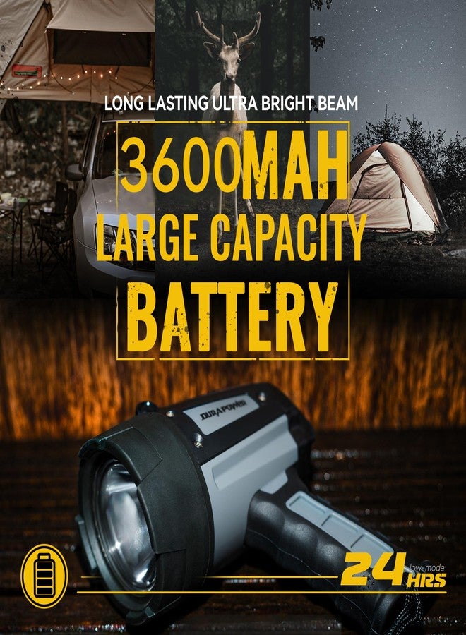 Durapower Rechargeable Spotlight, 10000 Lumen Super Bright LED Handheld Spotlight, IP68 Waterproof Spotlight Flashlight Portable for Marine Boat Camping Country Farm Gift - Image 4