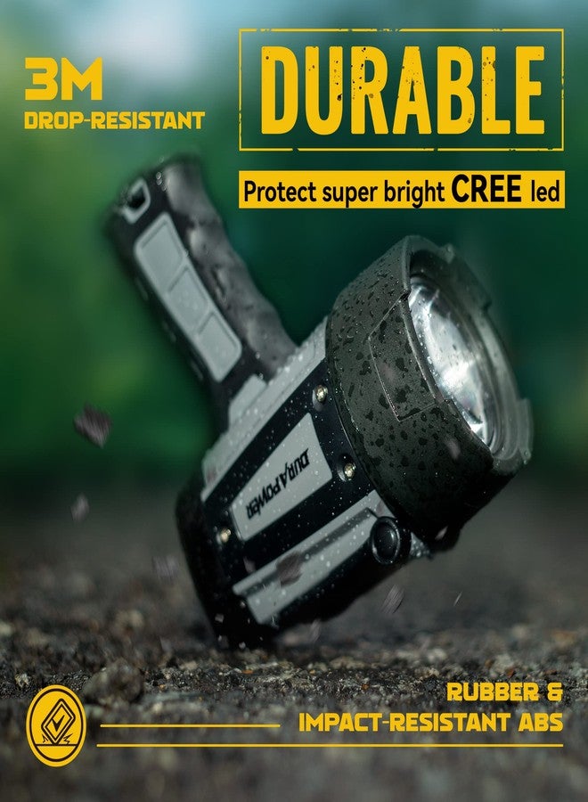 Durapower Rechargeable Spotlight, 10000 Lumen Super Bright LED Handheld Spotlight, IP68 Waterproof Spotlight Flashlight Portable for Marine Boat Camping Country Farm Gift - Image 5