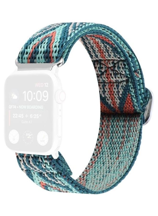 NIBEMINENT Metal Japanese Buckle Elastic Nylon Replacement Watchbands For Apple Watch Series 7/6/SE/5/4/3/2/1 41/40/38mm Multicolour - Image 1
