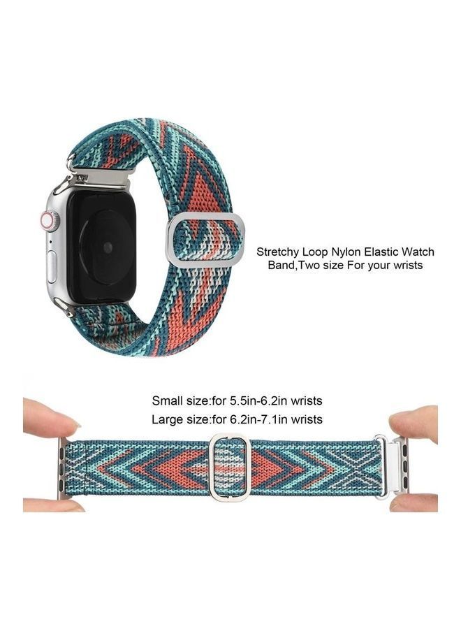 NIBEMINENT Metal Japanese Buckle Elastic Nylon Replacement Watchbands For Apple Watch Series 7/6/SE/5/4/3/2/1 41/40/38mm Multicolour - Image 4