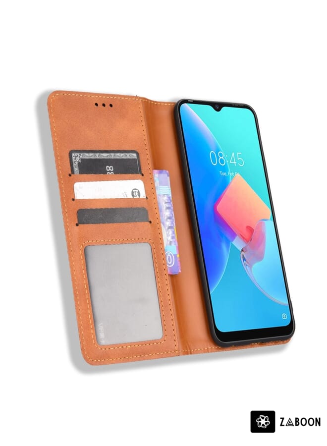 Zaboon Protective Case For TECNO Spark Go 2022 / Spark 8C Magnetic Buckle Retro Texture Leather - Image 4