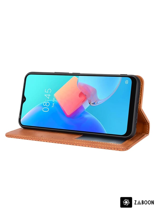 Zaboon Protective Case For TECNO Spark Go 2022 / Spark 8C Magnetic Buckle Retro Texture Leather - Image 5