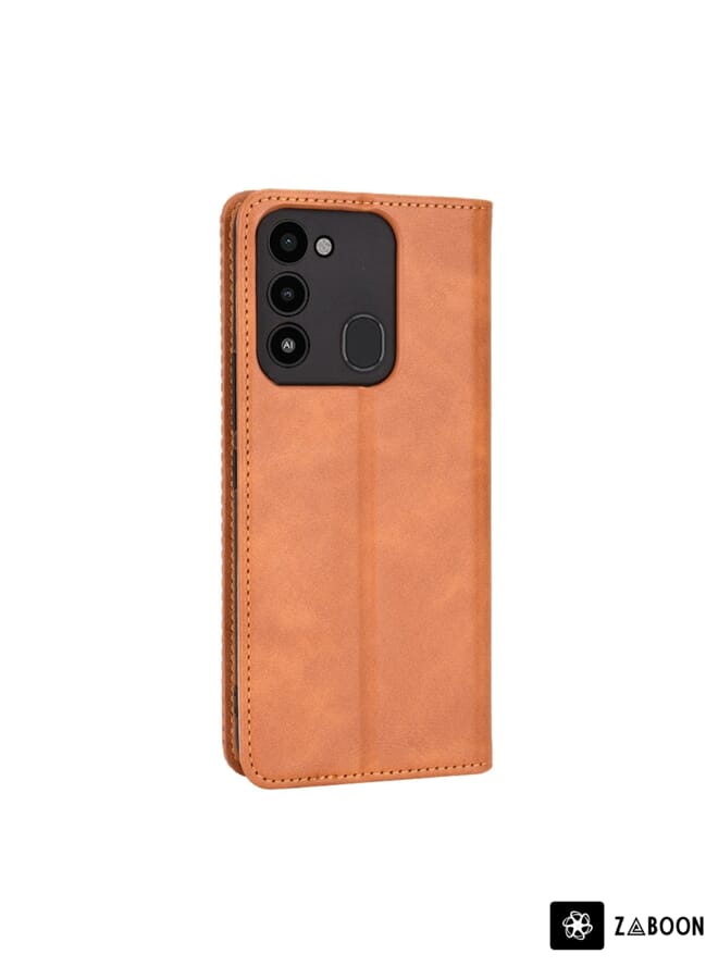 Zaboon Protective Case For TECNO Spark Go 2022 / Spark 8C Magnetic Buckle Retro Texture Leather - Image 3