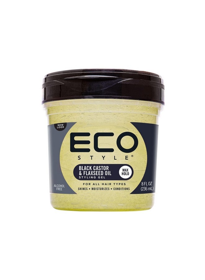 Eco Style Black Castor and Flaxseed Oil Styling Gel - Helps Nourish and Repair Damaged Hair - Promotes Healthy Scalp - Provides Superior and Weightless Hold - Delivers Long Lasting Shine - 8 oz - Image 1