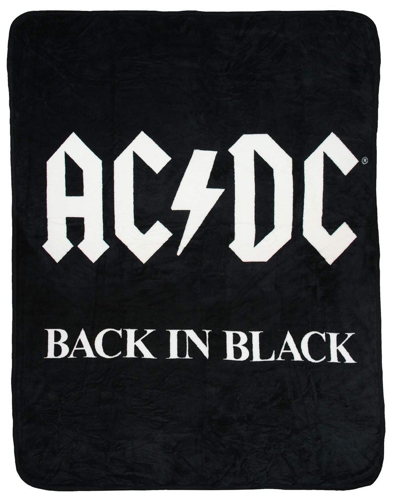 Bioworld ACDC Blanket Back in Black Super Soft and Cuddly Fleece Plush Throw Blanket
