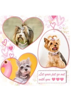 KASTWAVE Dog Collar and Puppy Hair Accessories, 4 Pack Pearl Pet Necklace for Small Dogs Girl Barrette Crystal Rhinestone Cat Grooming Products  - Image 2