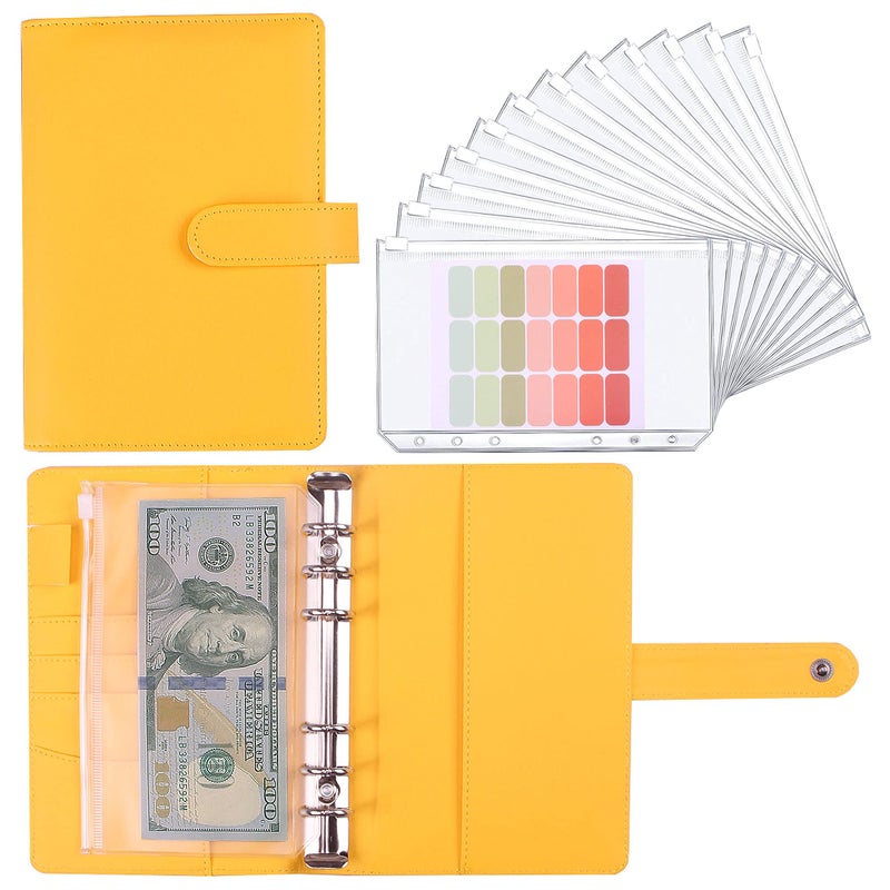 LXWHYP Money Saving Binder Savings Challenges Book with for Cash Envelopes 12pcs Zipper Envelopes A6 Budget Binder Budget Planner for Managing Budgets and Saving Money Yellow74IN - Image 2