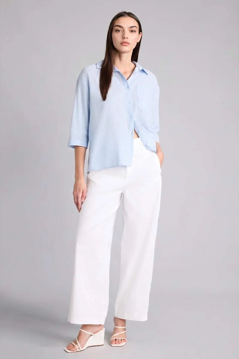 ديفاكتو Oversize Fit Shirt Collar Cotton Short Sleeve Shirt